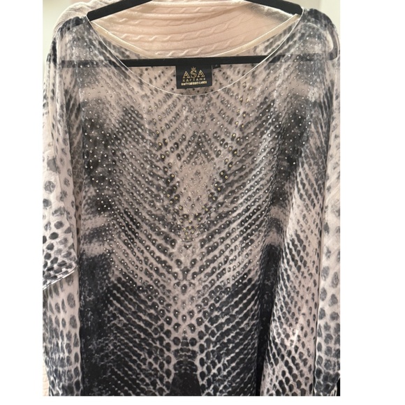 ASA Kaftan - blues/greys/black with crystals - elegant lightweight kaftan O/S - Picture 2 of 12